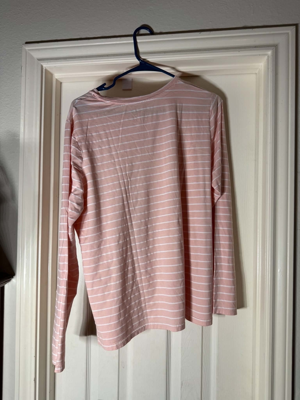 Time and Tru Peach and White Striped Tee